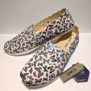 Toms Alpargata Pastel Pink Multi Butterflies Tie Dye Twill Size 12 - RARE!